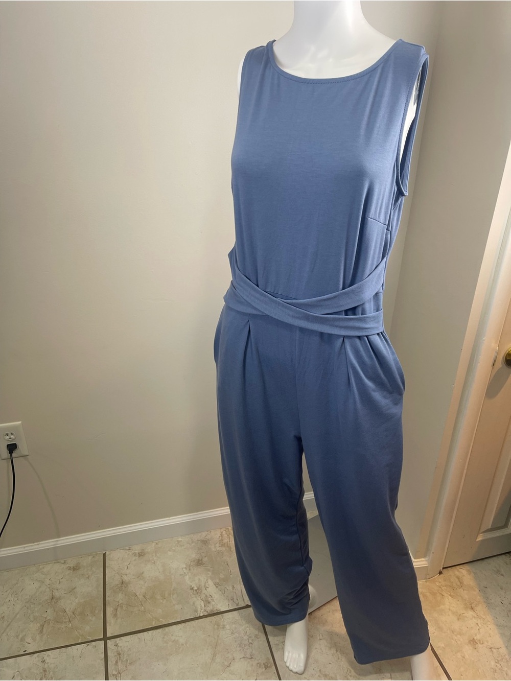 Source Unknown Sleeveless Jumpsuit in Dusty Blue